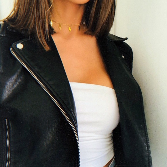 🎉 New Lightning Bolt Gold Plated Choker Necklace - Picture 2 of 10